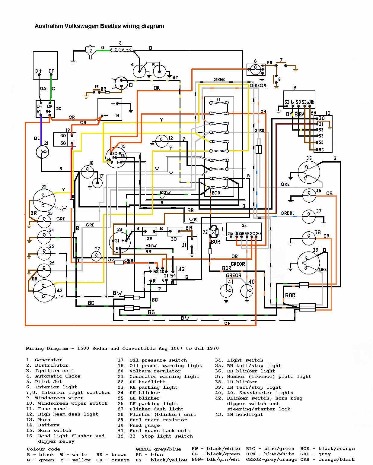 1967 vw beetle wiring diagram