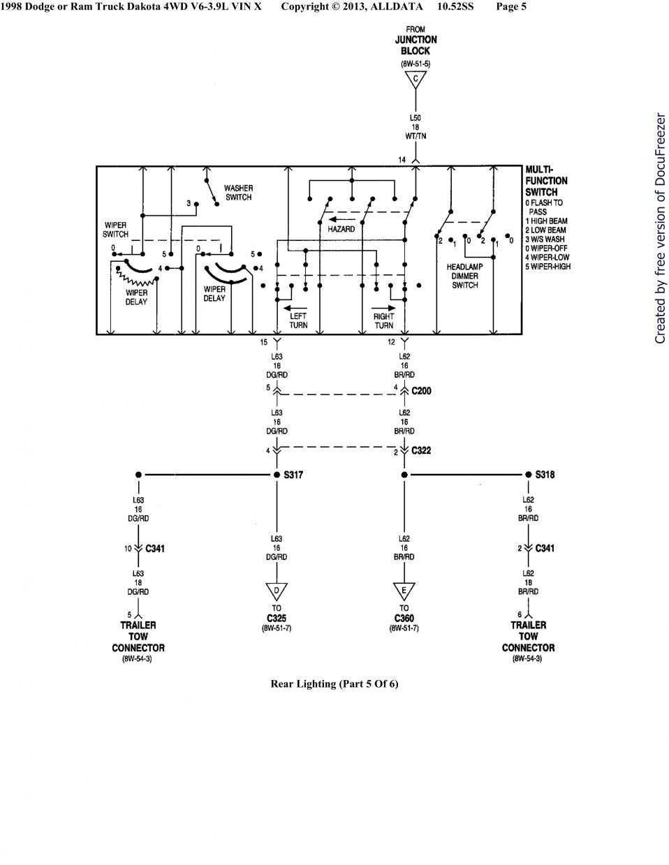 2001 dodge 1500 pickup rear tail light wiring diagram