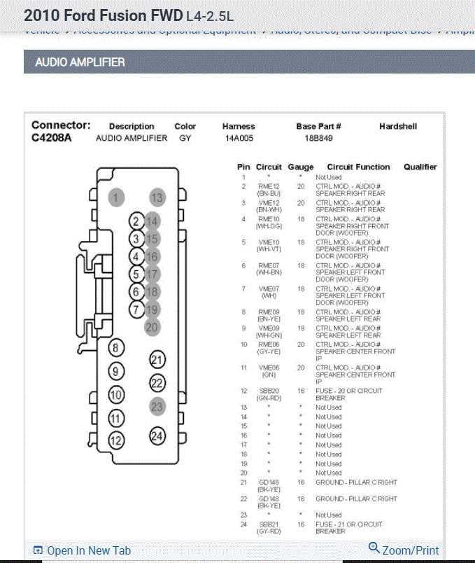 2010 ford fusion radio wiring diagram