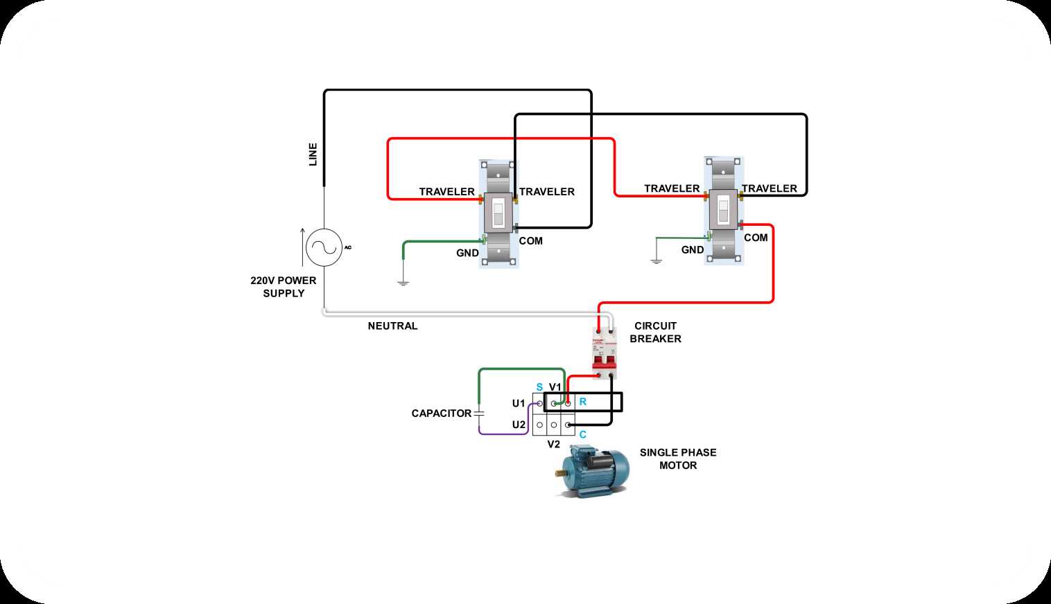 diagram for wiring a three way switch