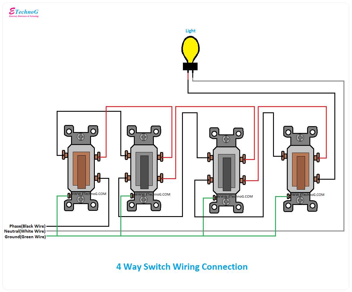 4 way switch wiring diagram light middle