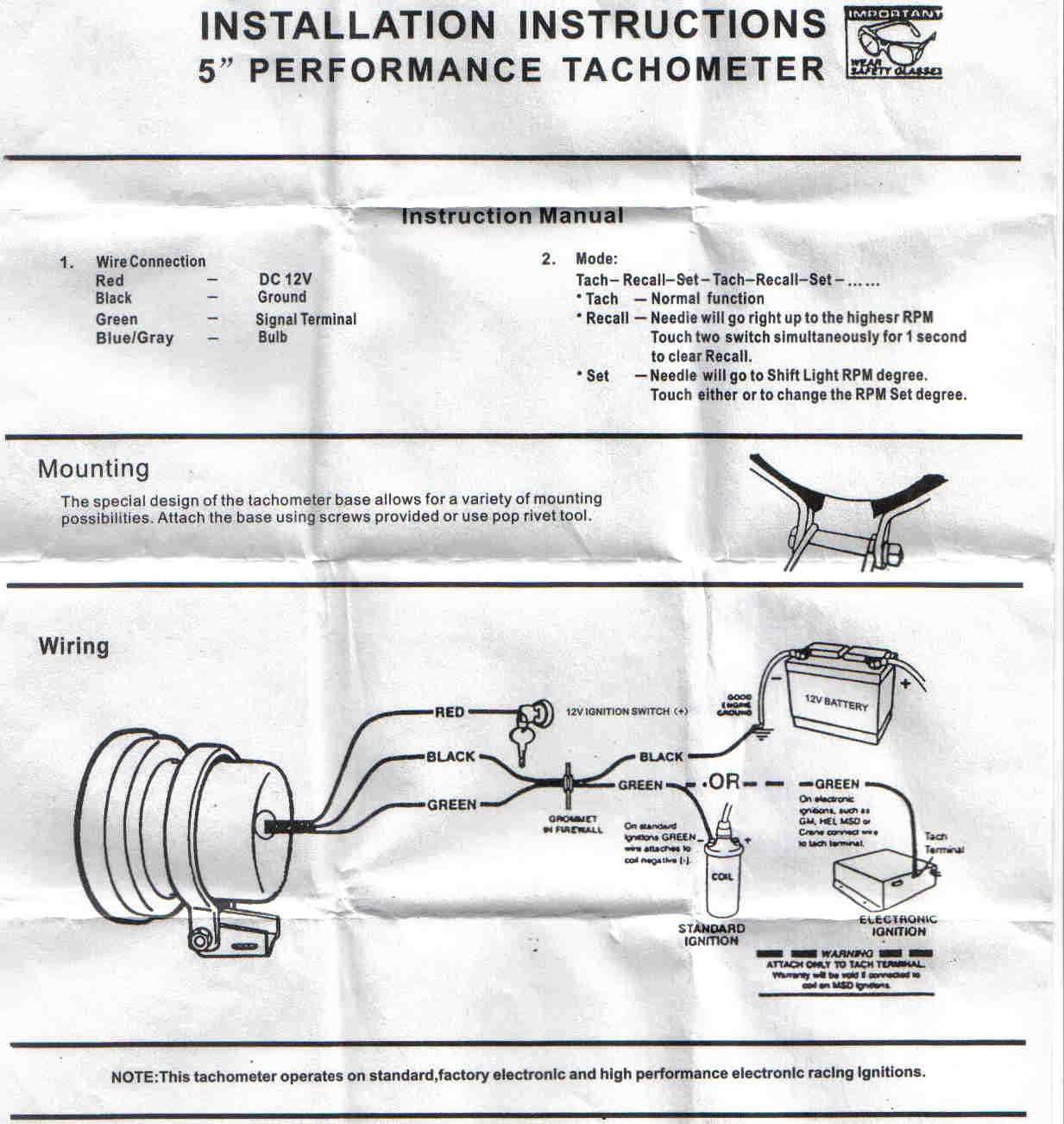 auto meter tach wiring diagram