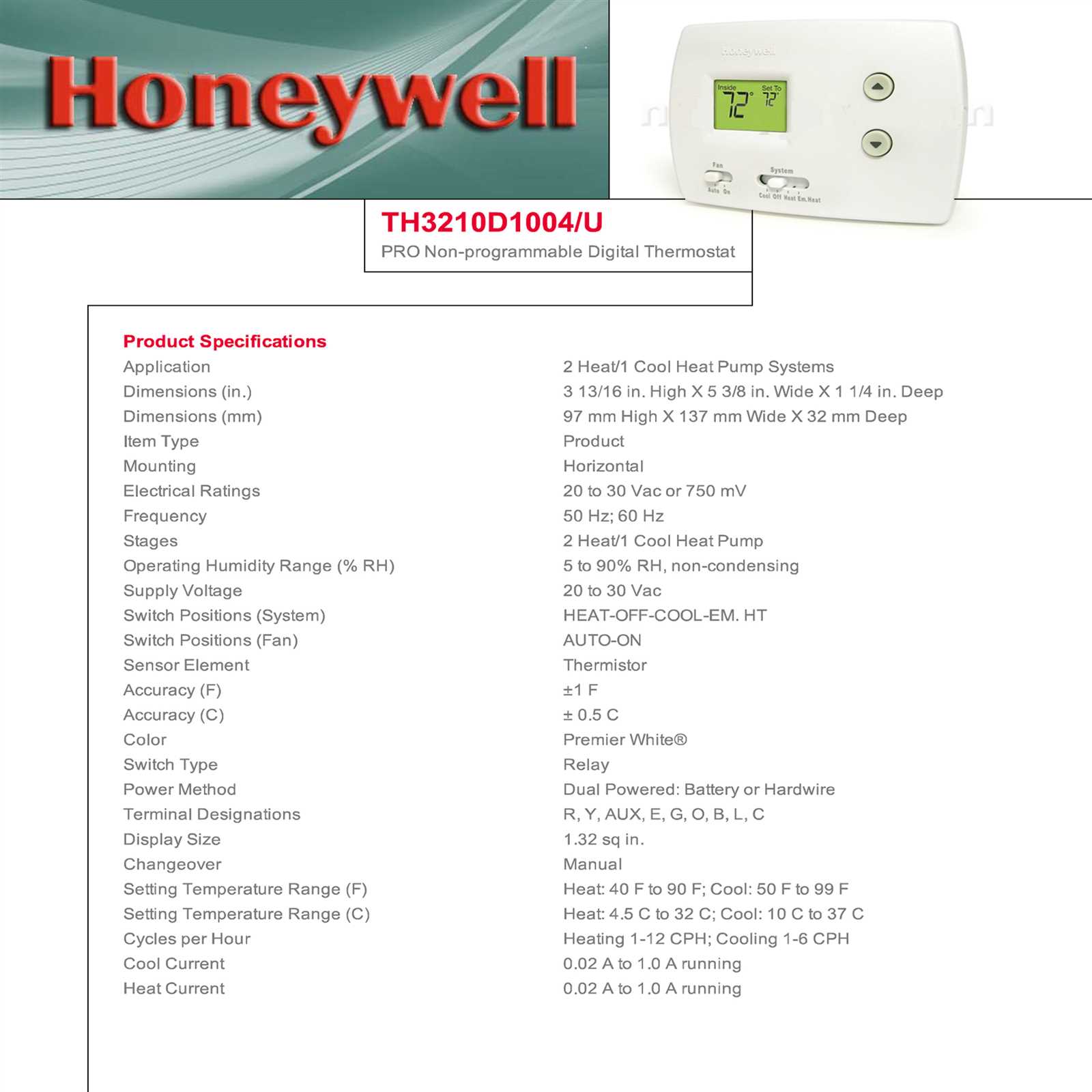 honeywell thermostat wiring diagram th3210d1004