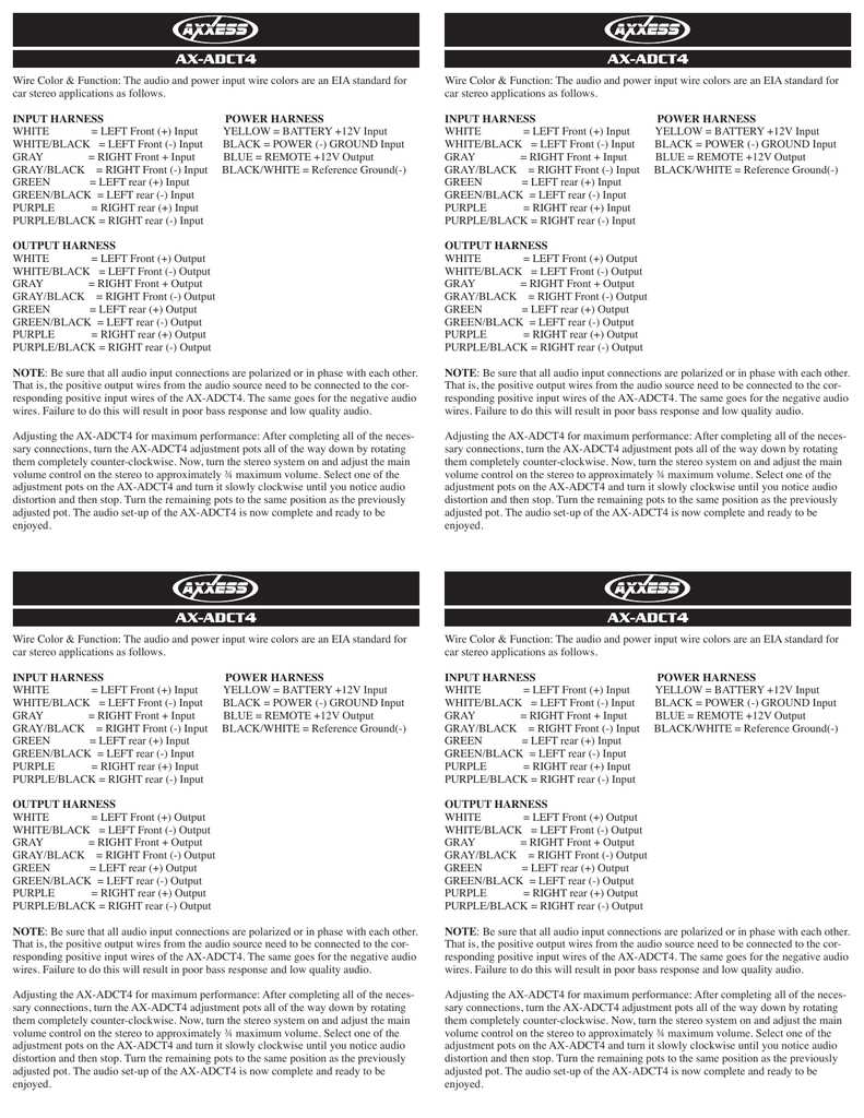 instruction metra line output converter wiring diagram