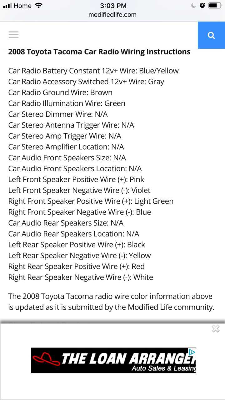 toyota tacoma stereo wiring diagram