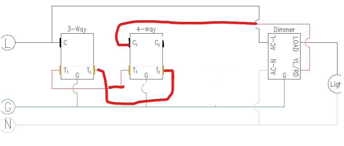 wiring a 4 way switch with dimmer diagram