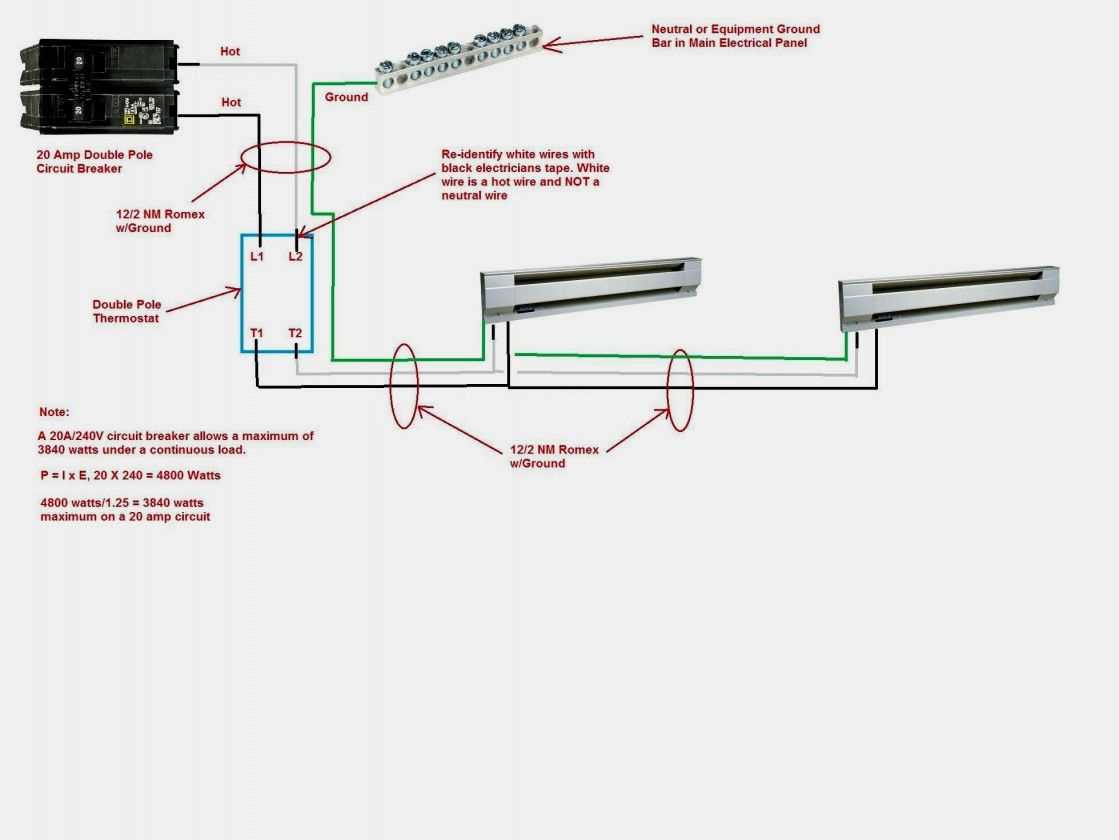 baseboard heater wiring diagram thermostat