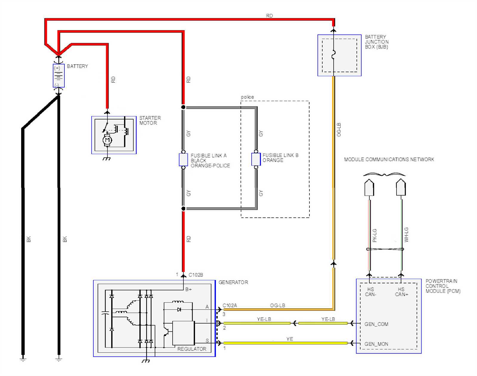 ford simple 3 wire alternator wiring diagram