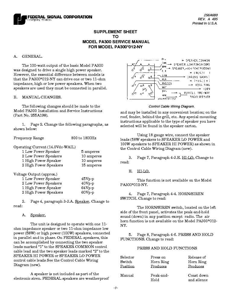 federal signal pa300 wiring diagram