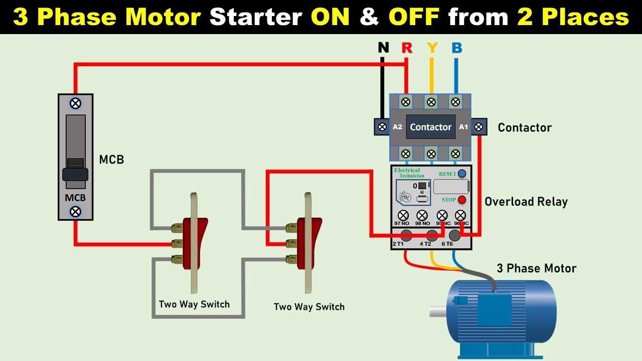 wiring diagram for motor starter 3 phase