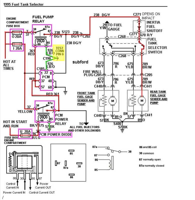 switch fuel pump relay wiring diagram