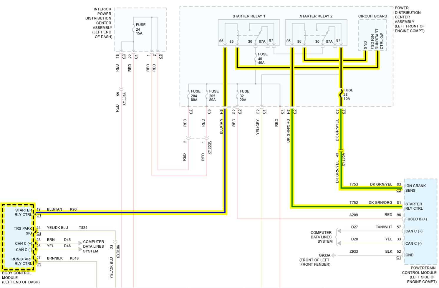 dodge starter relay wiring diagram