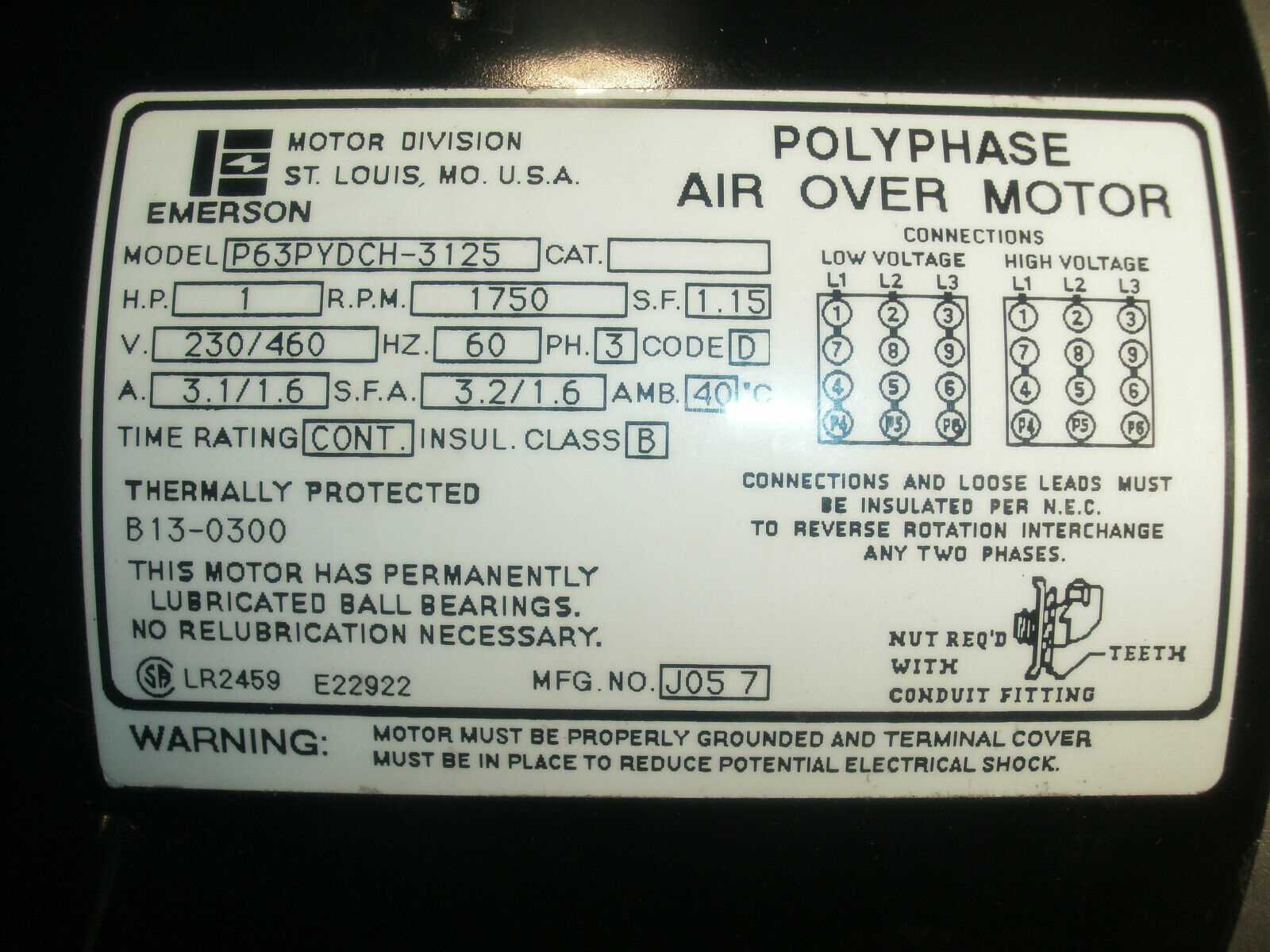 emerson electric motors wiring diagram