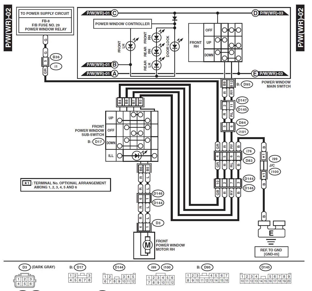 schematic 5 pin power window switch wiring diagram