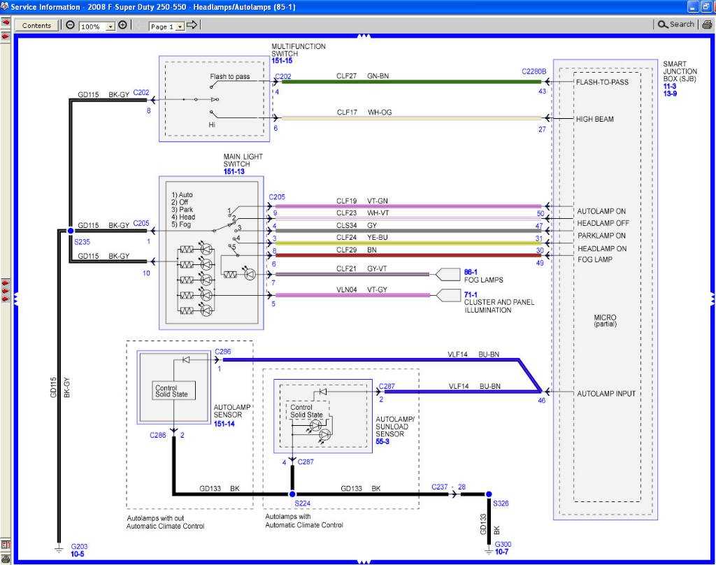 schematic ford headlight switch wiring diagram