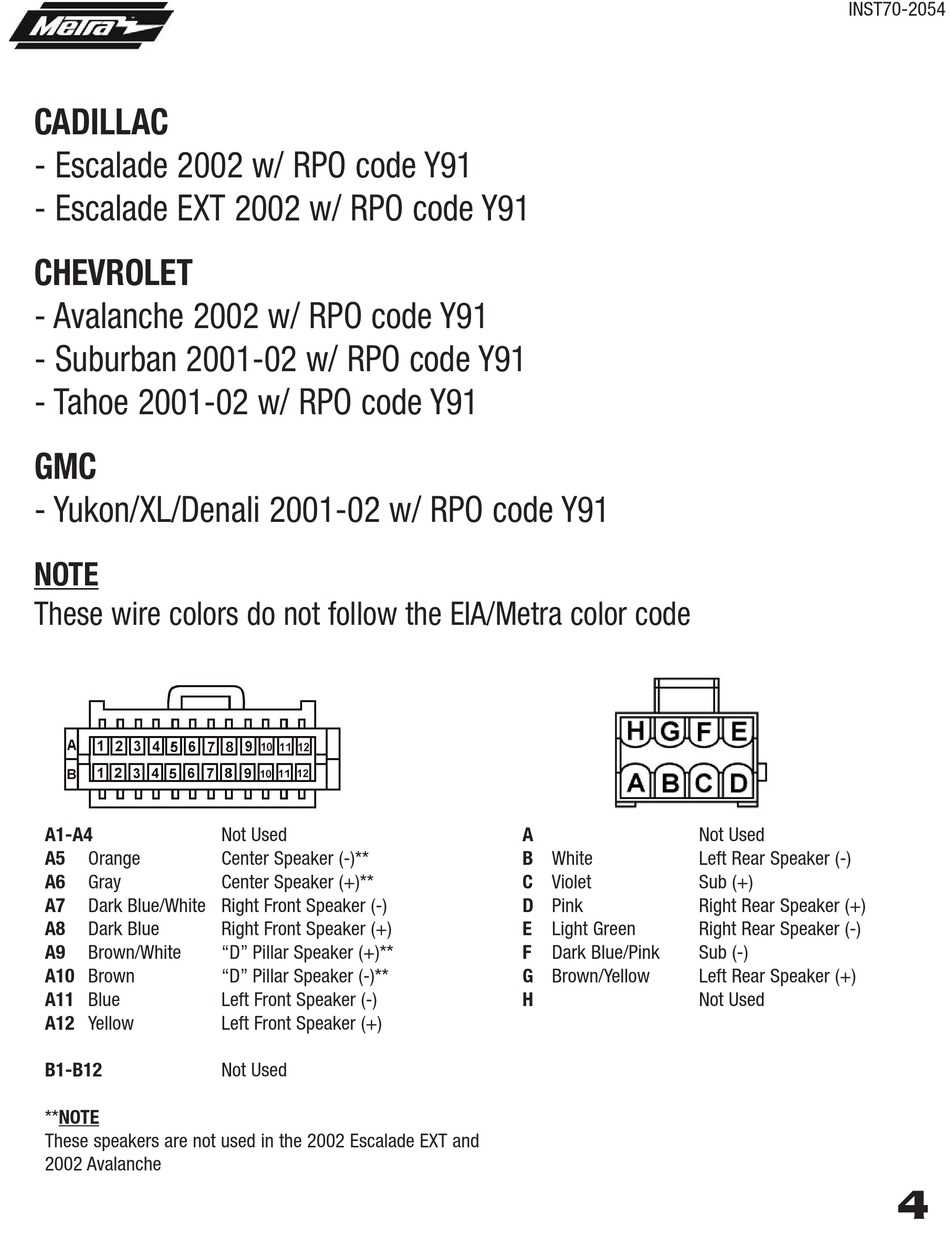 2004 cadillac escalade radio wiring diagram