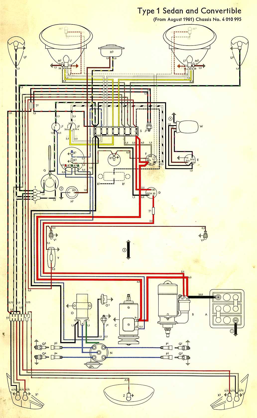 wiring diagram for 1965 vw type 1 bug