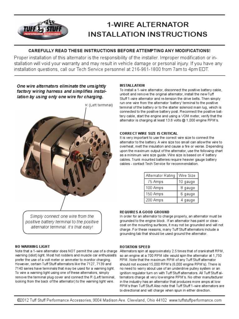 wiring diagram for one wire alternator